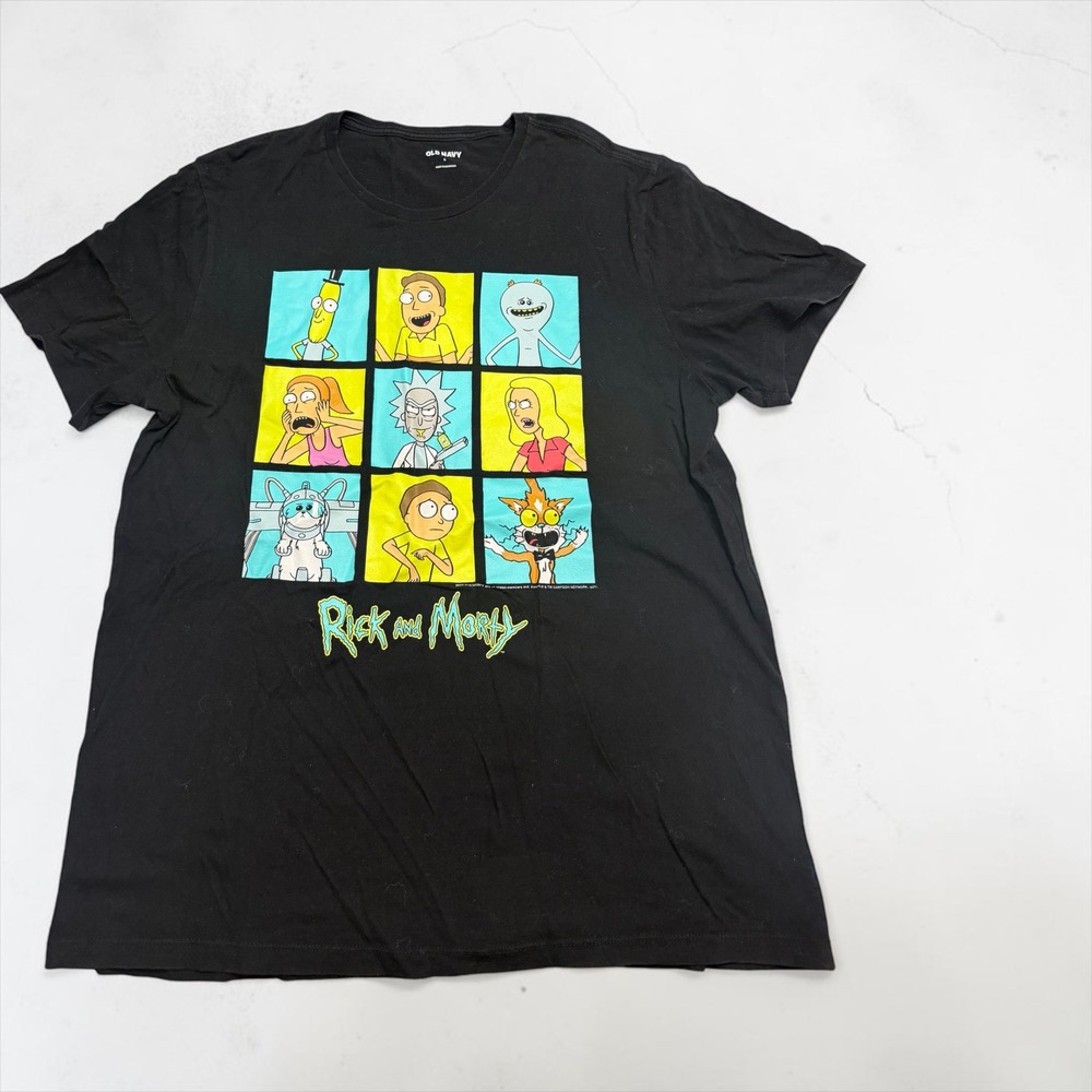 Old Navy Rick and Morty Character Grid Graphic T-Shirt Black Mens L Large